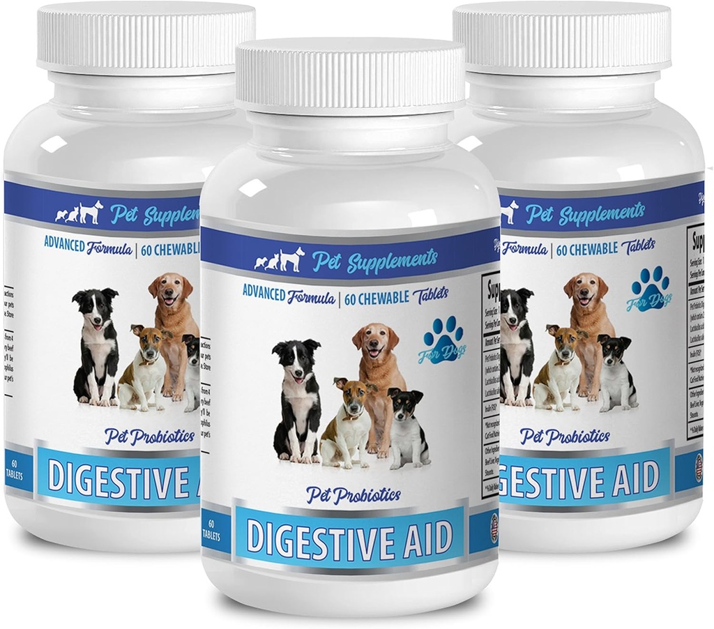 개 8 온스에 대한 소화 효소 - DOG DIGESTIVE AID PROBIOTICS - NATURAL APPROACH - BAD BREATH 및 GAS에 대한 솔루션 - COUNTER DIARRHEA - 개 프로바이오틱스 미국 - 3 병 (180 치료)