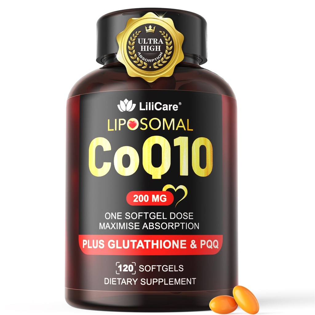 CoQ10-200mg-Softgels의 최대 흡수를 위한 120의 서빙 Liposomal CoQ10 PQQ & 까만 고추 추출물 - 매우 Ubiquinone Coenzyme Q10 보충교재 강력한 산화 방지제 지원 Hear-t & 에너지 부스트