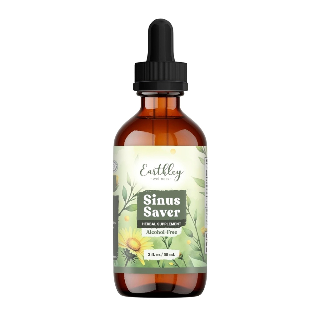 Earthley Wellness Sinus Saver, Natural Remedy, Allergens, Parabens 및 보존제 무료, Boost 비타민 C (2 oz, 알코올 무료)