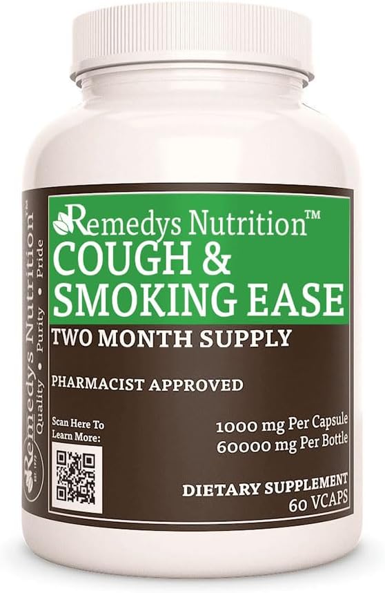 Remedy의 영양 기침 및 흡연 이세 | 1,000 mg, 60 Vegan 캡슐 초본 다이어트 보충 | 2 개월 공급