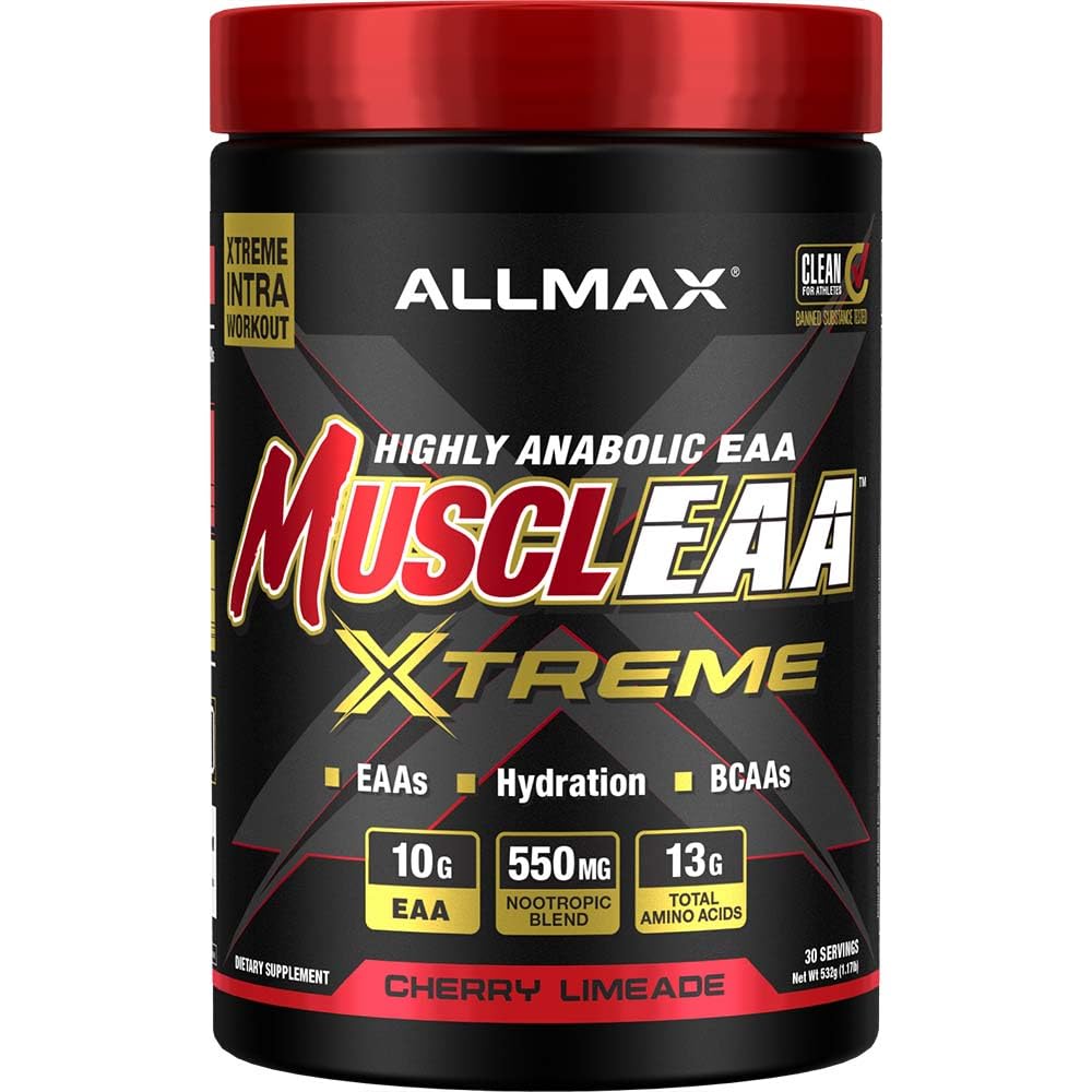 ALLMAX MUSCLEAA Xtreme, Cherry Limeade - 532 g 분말 - EAAs, BCAAs & Hydration 제공 - 최대 30 서빙