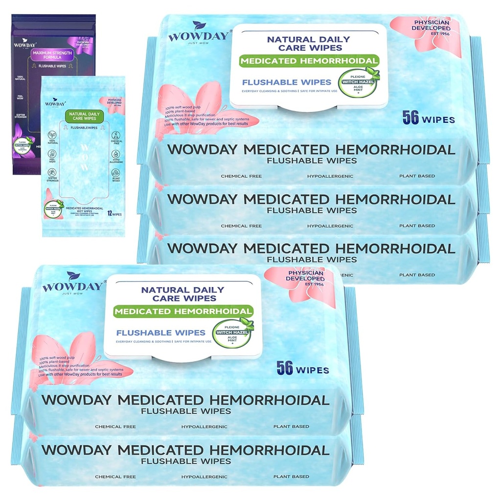 불쾌한 치질 Wipes | Medicated Witch Hazel Wipes Ph Balanced | 304 Count Fragrance Free Adult Hemorrhoid Treatment Witch Hazel Wipe for Butt Itch Relief Soothing
