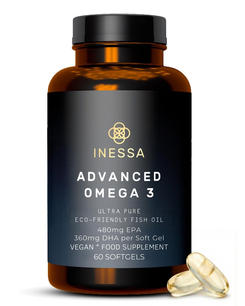 Omega 3 물고기 기름 1200mg (캡슐 당 480mg EPA/360mg DHA) 고강도, 매우 순수한, Eco 친절한 60의 캡슐, 2 달 공급. 바다의 GMP & 친구 인증