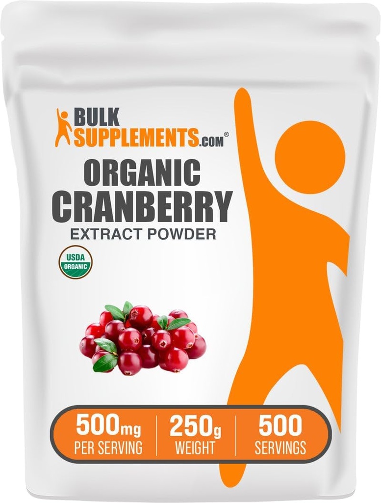 BulkSupplements.com 유기 크랜 베리 추출 분말 - 유기 크랜 베리 맛 분말, Vaccinium Macrocarpon 과일에서 소스 - Vegan & 글루텐 무료, 서빙 당 500mg, 250g (8.8 oz) (팩 1)