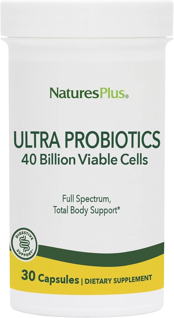 NaturesPlus Ultra Probiotics - 30 Vegan 캡슐 - 전체 스펙트럼 총 바디 지원 - Prebiotic Acai 포함 - 30 서빙