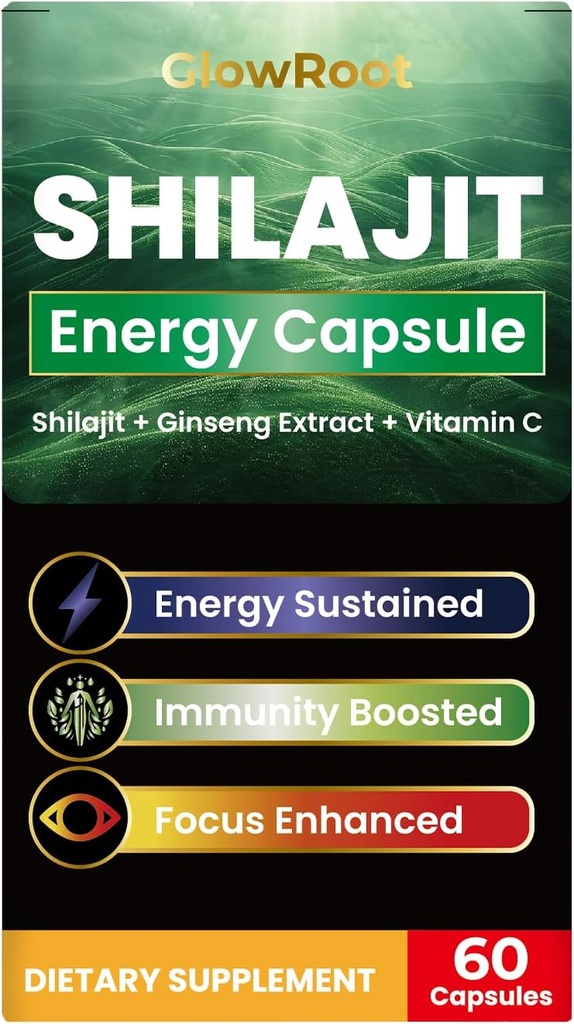Shilajit 캡슐, 히말라야에서 고급 Shilajit, 풍부한 Fulvic 산 & 85 + Trace 무기물, 글루텐 무료, 아니 추가 설탕 Shilajit 캡슐 남성과 여성