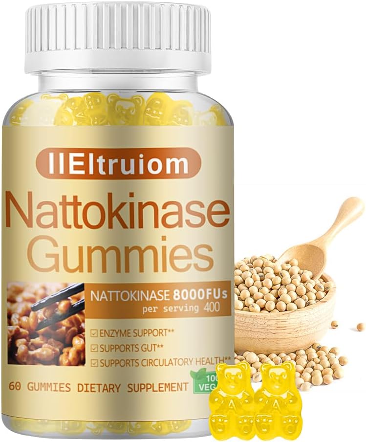 Nattokinase 보충교재 8,000 FU (400mg) 서빙 당, Hawthorn & Beet 뿌리 추출물, Nattokinase Gummies 전통적인 Natto 추출물 근원, 60 조사