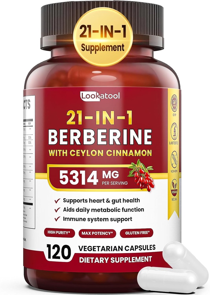 Ceylon Cinnamon를 가진 21에서 1 Berberine 보충교재 - 1500mg 유기 Berberine HCL Phytosome, 5X Metabolism 지원 100 캡슐을 위한 더 높은 흡수