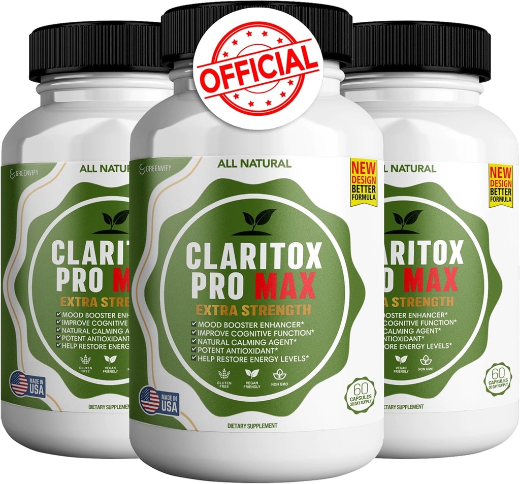 Claritox Pro Max Extra Strength Supplement, Mood Booster, Cognitive Function Enhancer, 180 캡슐 (3)