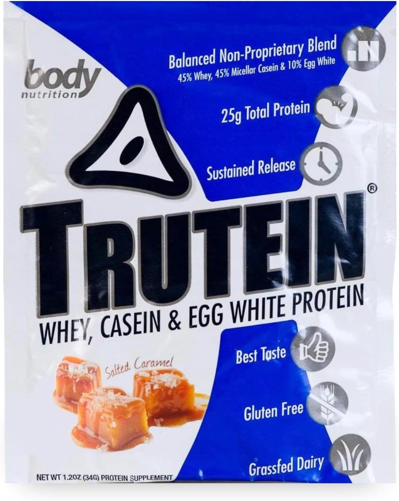 신체 영양, Trutein Protein Powder, 아침 식사 Shake, 식사 교체 및 사전 및 포스트 운동 회복 음료 혼합, 단백질 25 그램, 소금 카라멜, 34 그램 샘플