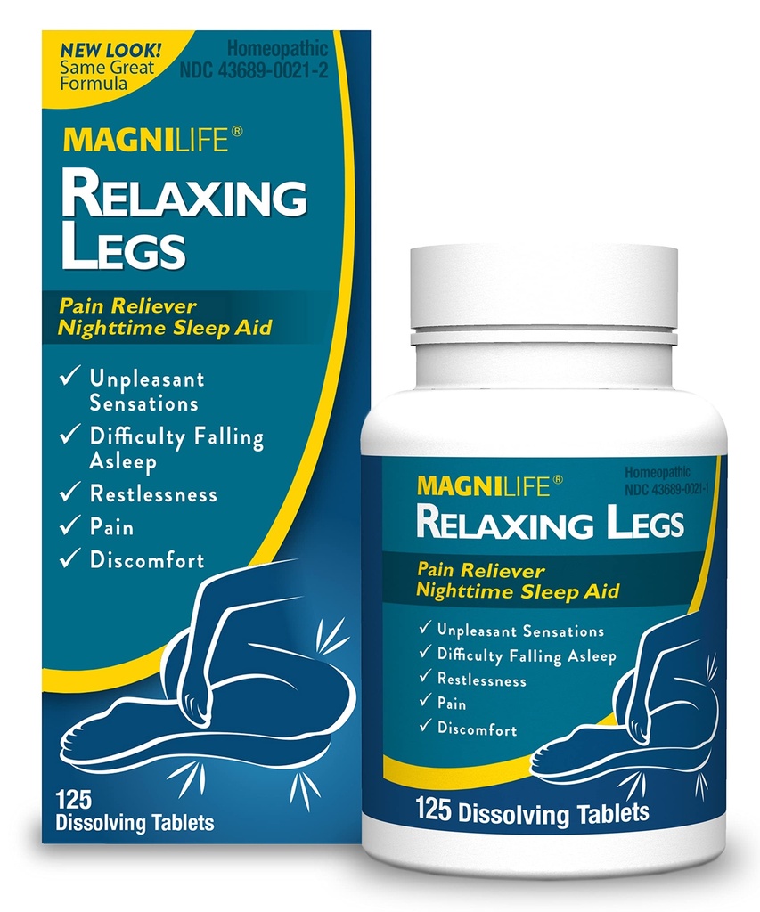 MagniLife Relaxing Legs, Restless Legs, Natural Sleep Aid 및 Pain Reliever, Calms Jerks, Restlessness 및 Discomfort - 125 빠른 용해 정제