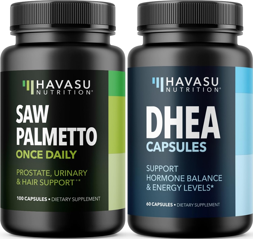 HAVASU NUTRITION DHEA 50mg 보충 (60 인분) & Saw Palmetto 캡슐 (100 인분)