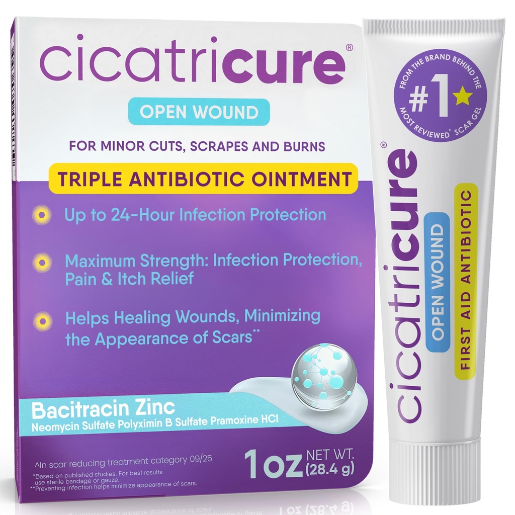 통증 완화, Bacitracin Antibiotic Ointment & Cream for Wound Care, Cuts, Burns, Insect Bites, First Aid Supplies Essential, 1 oz의 치유 연고