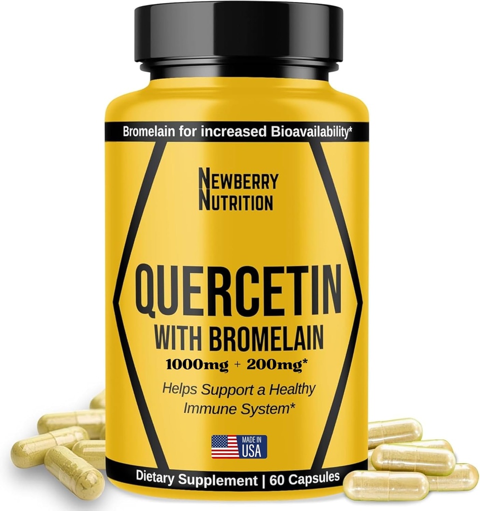 Bromelain 보충교재 1200mg, Quercetin 500mg 캡슐을 가진 Quercetin는, 건강한 면역성, 유력한 산화 방지제, 60 조사를 지원합니다