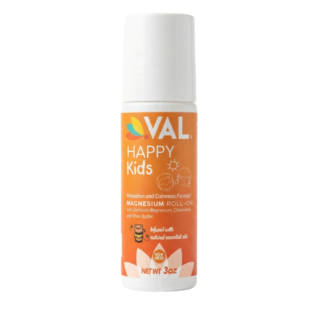 VAL Magnesium Roll-On for Kids | 젠틀 Zechstein 마그네슘 염화물 | 일상의 휴식과 휴식 | 캘름 & 무드 지원 | Chamomile, Shea Butter & Essential Oil | 미국 제작 | 3oz