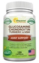 aSquared Nutrition Glucosamine Chondroitin Turmeric MSM Boswellia - 120 캡슐 - 합동 지원 보충교재 - 건강을위한 합동 지원 기복 알약 - 뒤, 무릎 및 손을 위한 자연적인 보충교재