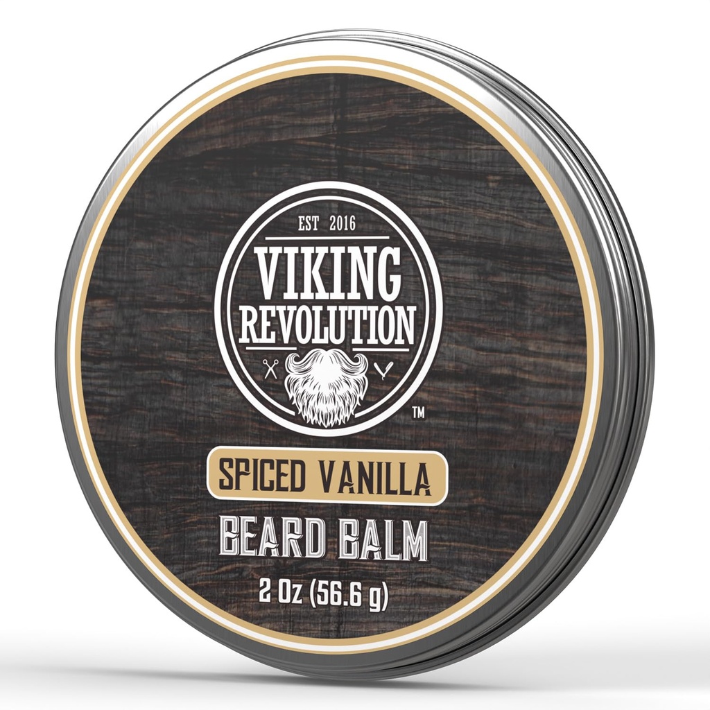 Viking Revolution Spiced Vanilla Beard Balm - Argan Oil, Jojoba Oil과 남성을위한 Beard Softener - Beeswax와 남성을위한 Beard Moisturizer - 남자를위한 Beard Wax (2oz, 1 Pack)
