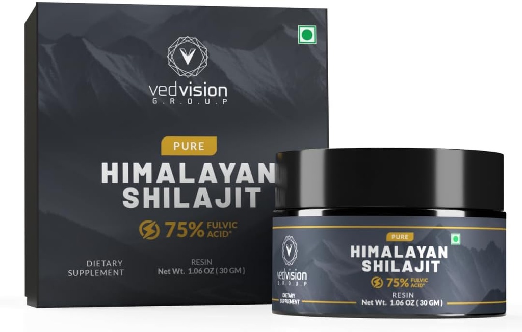 순수한 Himalayan Shilajit 수지, 400mg 75 % + Fulvic 산 및 85 + Trace 미네랄, 남성 및 여성을위한 순수한 Shilajit - 실험실 테스트 보고서 - 75 서빙