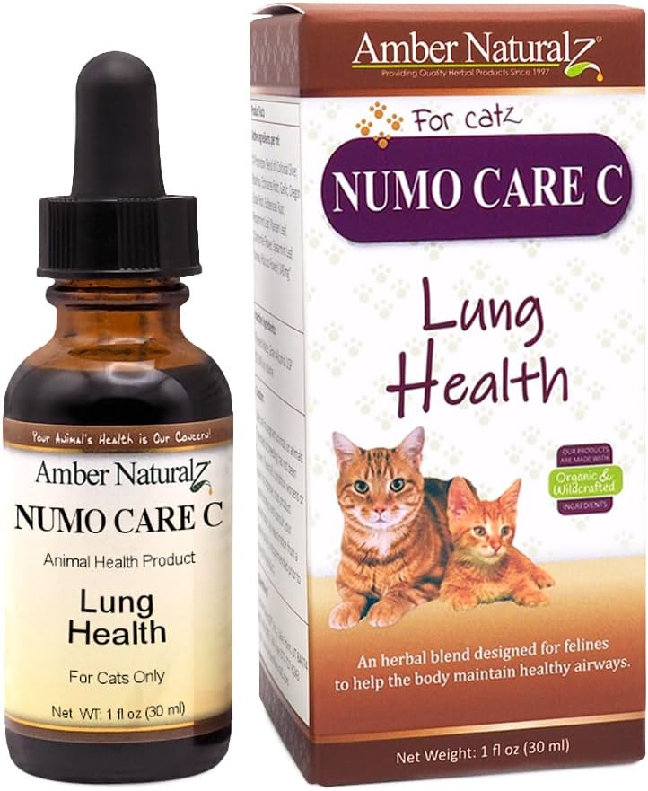 앰버 NaturalZ Numo Care C Respiratory Support for Cats | 정상적인 Lung Function, Clear Airways 및 Immune Health를 유지하는 데 도움이되는 초본 공식