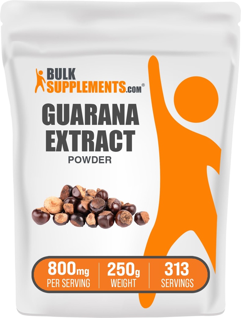 BulkSupplements.com Guarana 추출 분말 - Guarana 씨앗, Guarana 분말에서 자연 카페인 보충 - 글루텐 무료, 800mg, 서빙 당 250g (8.8 oz) (팩 1)