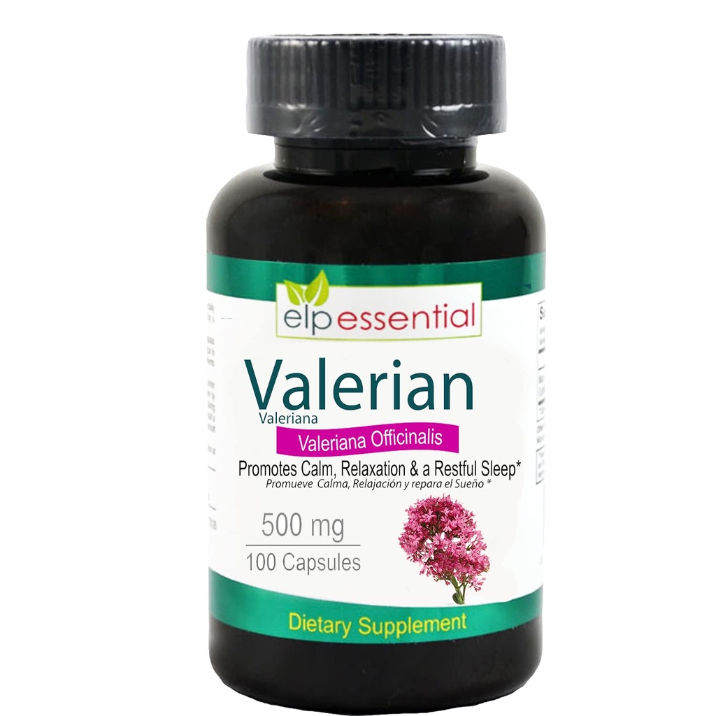 Valerian 뿌리 캡슐 유기 500mg 허브 추출물 보충교재 100 알약