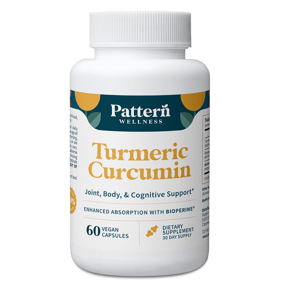 패턴 웰빙 심황 쿠르쿠민 - 1300mg - BioPerine® Black Pepper와 95 % Curcuminoids - 공동,인지 및 면역 지원 - 비 GMO, 글루텐 무료 - 60 캡슐