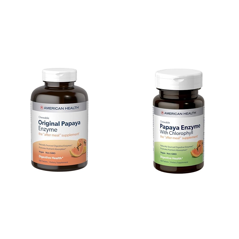 미국 건강 Papaya 소화 효소 Chewable 정제 뭉치 - 본래 600 조사 및 Chlorophyll 100 조사