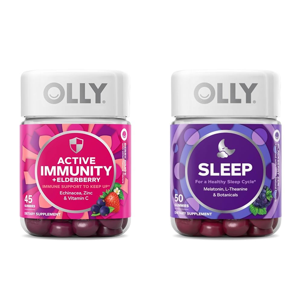 OLLY 거미 활동 Immunity+Elderberry 45 Gummies의 잠 거미 Occasional 잠 지원 50 조사