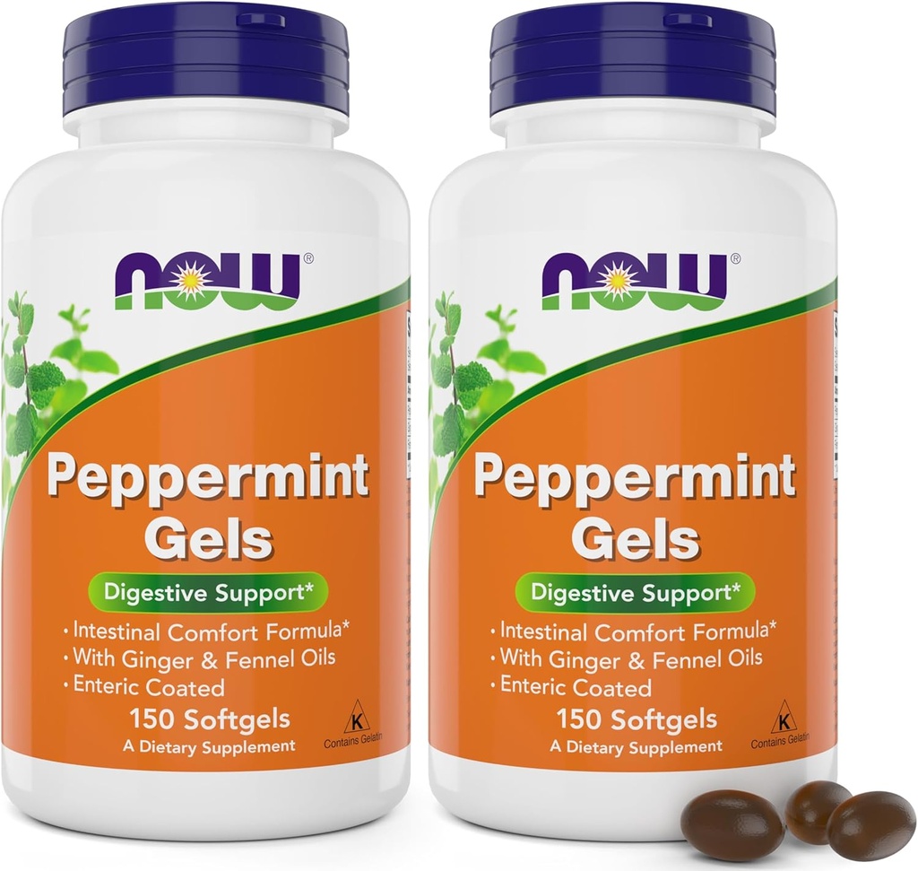 지금 Ginger 기름과 Fennel 기름을 가진 Peppermint 젤, 150 Softgels (2의 팩), 입히는 Enteric