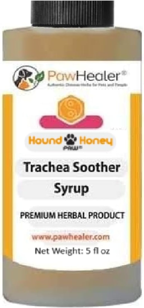 PawHealer® Hound Honey: Trachea Soother Syrup - 150 ml (5 fl oz) - 콜럼버스의 증상에 대한 천연 초본 Remedy - 맛 좋은 - 관리자에게 쉬운