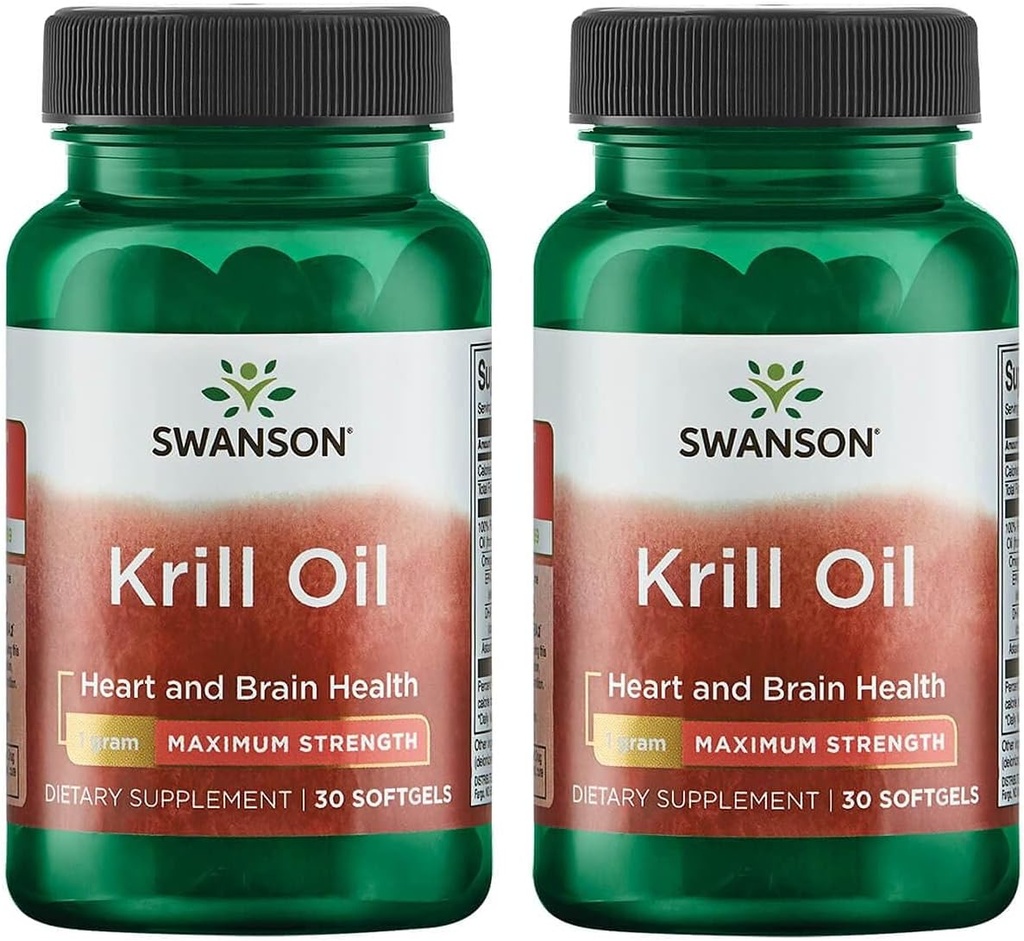 Swanson EFAs- 크릴 오일 - 최대 강도 - 1 g, 30 Softgels (2 팩)