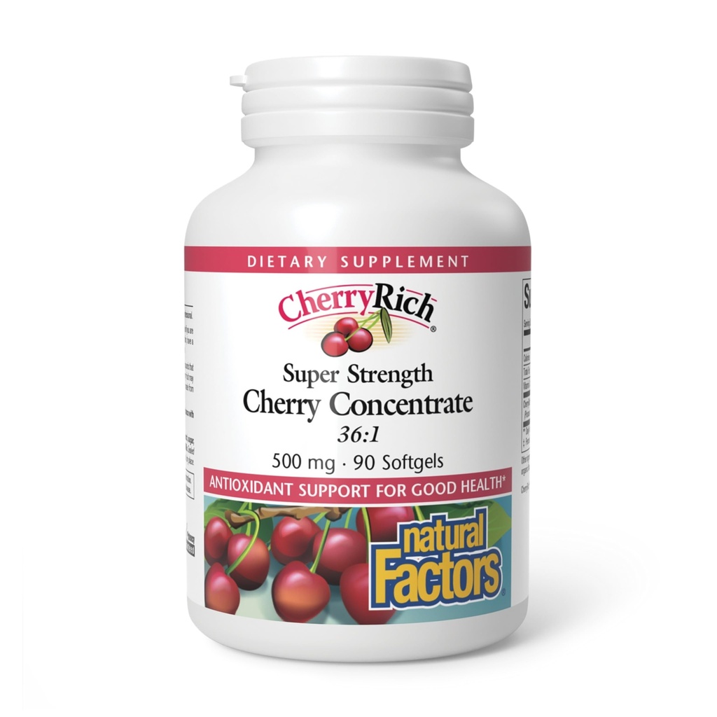 Natural Factors의 CherryRich, Super Strength Cherry Concentrate, 건강한 관절 및 우릭 산 Metabolism, 90 softgels (90 인분)에 대한 산화 방지제 지원