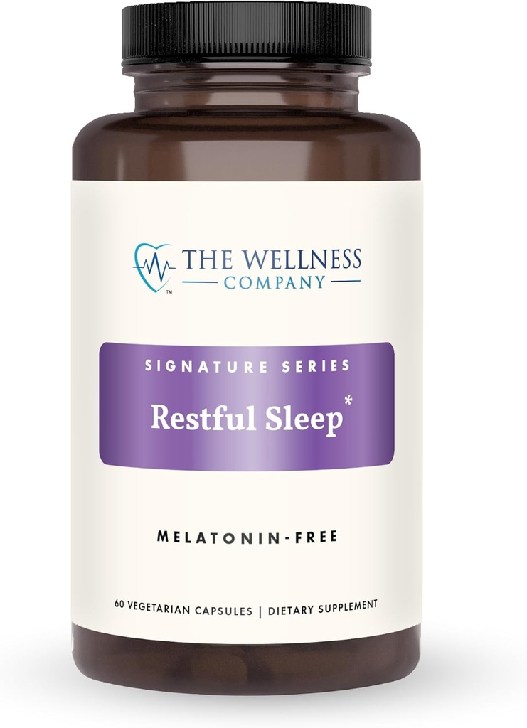 The Wellness Company Restful Sleep - Melatonin-Free, Deep Sleep, REM Support, Non-Habit Forming - Kava, Rafuma Leaf, Ashwagandha & Valerian Root | 60ct (1개월 공급)