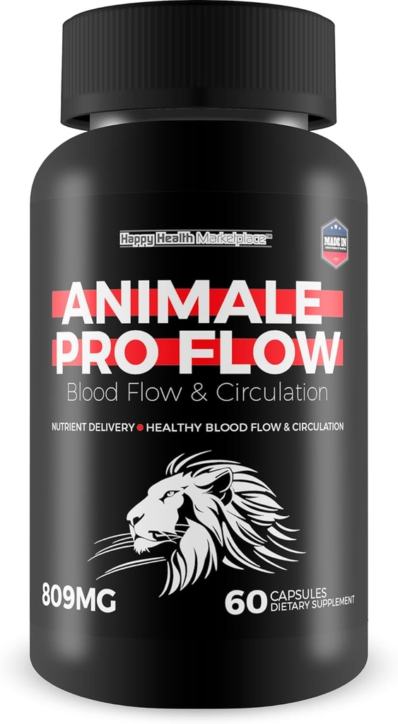 Animale Pro Flow - 우리의 최고의 혈액 흐름 보충 - 혈액 흐름 관리를위한 Pro Animale Male Health Supplement - 남자를위한 건강한 혈액 흐름 혈액 순환 보충제 - 남자를위한 Pro Animale 알약