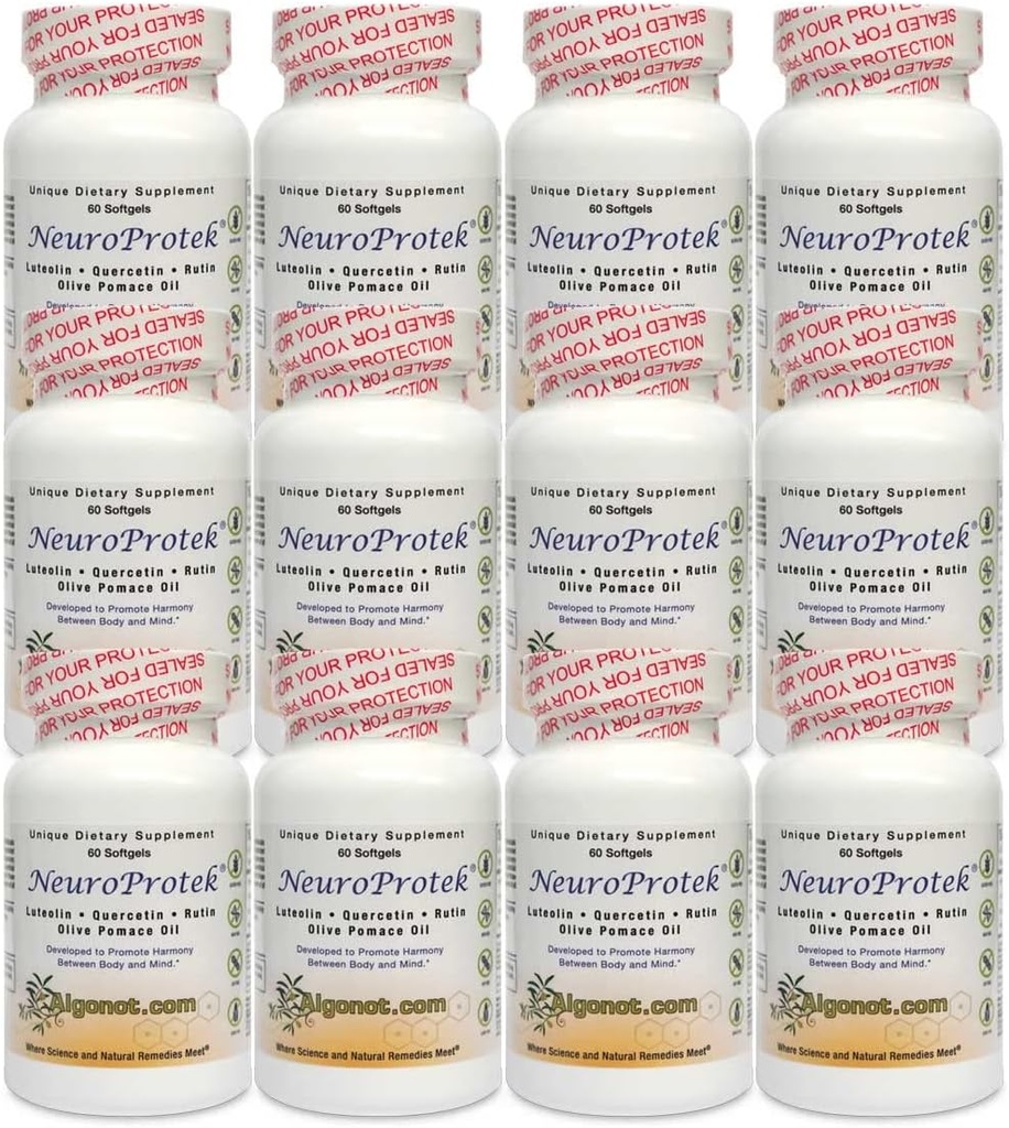 Algonot NeuroProtek 12 팩 : 올리브 Pomace 오일을 사용하여 단지 liposomal Luteolin 제품. 올리브 Pomace 오일의 Luteolin, Quercetin 및 Rutin의 조합 (재산 가격 번들)