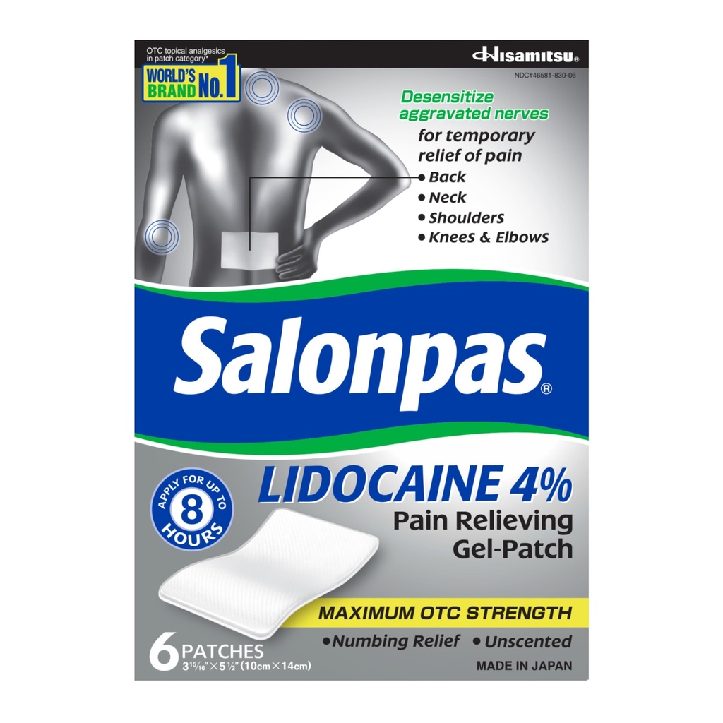Salonpas 리도카인 4% 고통 구호 젤 잡아당기기, 뒤를 위한 6 조사, 목, 어깨, 무릎 & 팔꿈치 고통