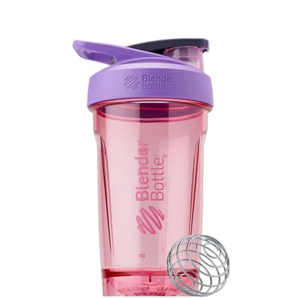 BlenderBottle Sport Shaker Bottle with Wire Whisk, 24Ounce, Purple - Athletes & Fitness Enthusiasts, Easy Mixing, 내구재 및 경량, Lockable Lid