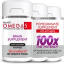 CLINICALLY Proven (3 개월 공급) 뇌 보충제 노화 방지, 메모리 알약, 오메가 5 석류 보충, 3 병 60ct 각각