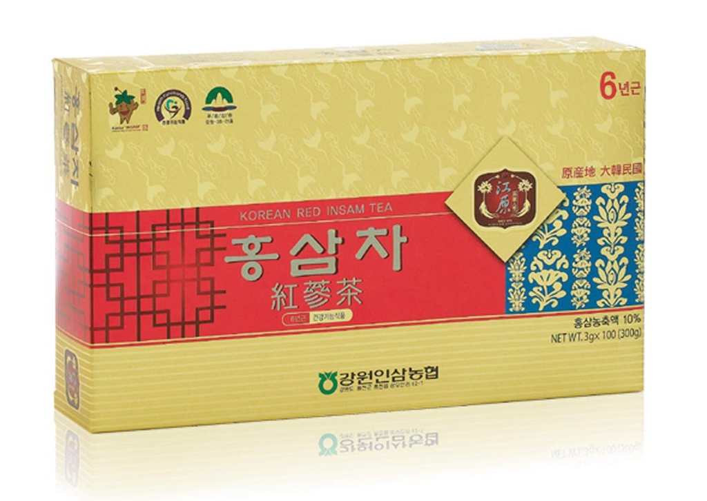 [Gangwoninsam] 한국 홍삼차 (3g x 100 패킷) – 6살 한국 홍삼, 한국 건강식품, 개별 포장 (100)