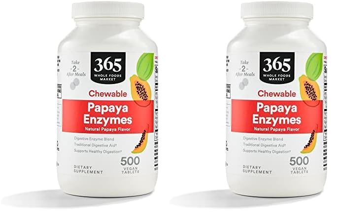 전체 음식 시장, Papaya Enzymes, 500 Chews (팩 2)