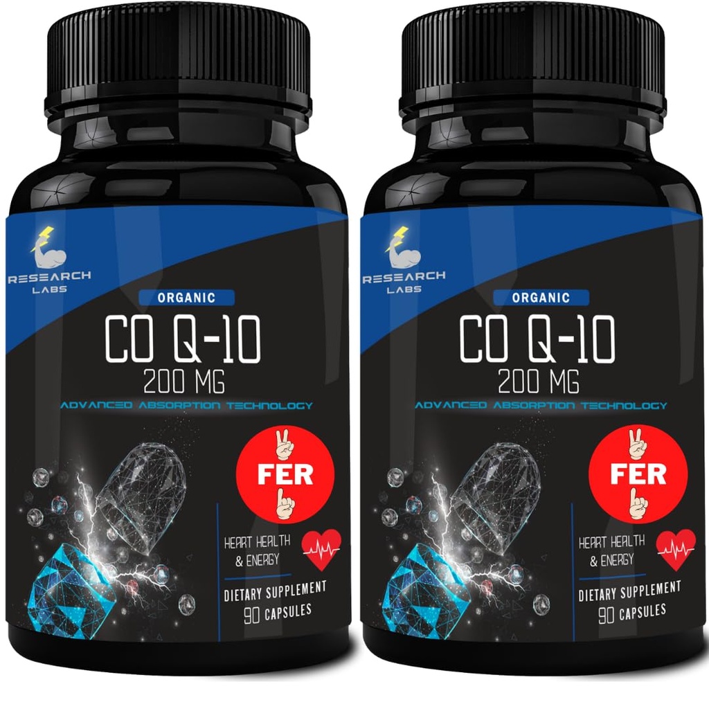 연구 실험실 180 Softgels 진보된 흡수 200mg CoQ10 w/Black 고추 추출물. 1 광고를 위한 2. 유기, 글루텐 자유로운, 심장 건강 지원, 에너지 생산, 산화를 억제하는 보충교재