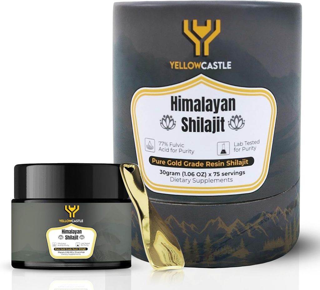 Himalayan Shilajit 수지 | 남자 & 여자를 위한 높은 힘 순수한 Shilajit - 85+ Trace 무기물, 75%+ Fulvic 산성 에너지 부스트, 면역 지원, 실험실 시험 보고서, 400mg를 가진 75의 서빙 유기 수지