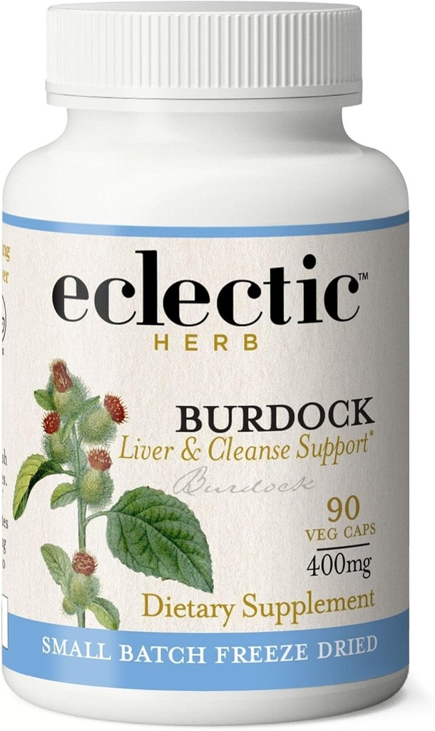 ECLECTIC INSTITUTE 원시 신선한 동결 건조 비 GMO Burdock | 소화 지원 | 90 CT (400 mg)