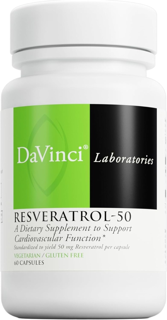 DAVINCI Labs Resveratrol-50 - Resveratrol* - 글루텐 자유로운 & 채식주의자를 가진 지원 면역 체계, 뼈 건강 & 심장 건강 - 60의 캡슐