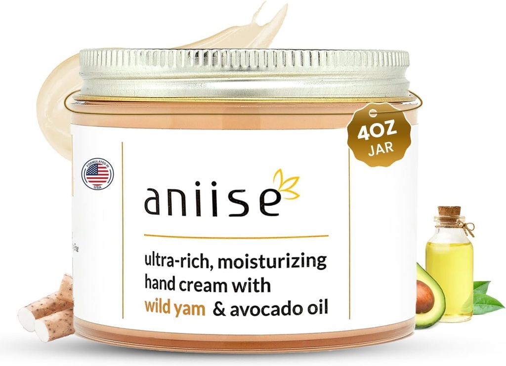 Avocado Oil의 Wild Yam Hand Cream – 부드럽고 매끄럽고 유쾌한 Hand Cream – Fights Dryness – Vegan, Cruelty-Free – 4 fl oz (120 mL)