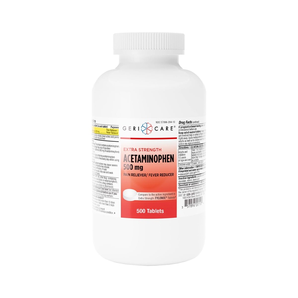 GeriCare 여분 힘 Acetaminophen 고통 구호 Fever 흡진기 정제, 힘 500mg 정제 | 합동, 근육, 관절염, 뒤 고통 구호, 500의 조사 (1의 포장)