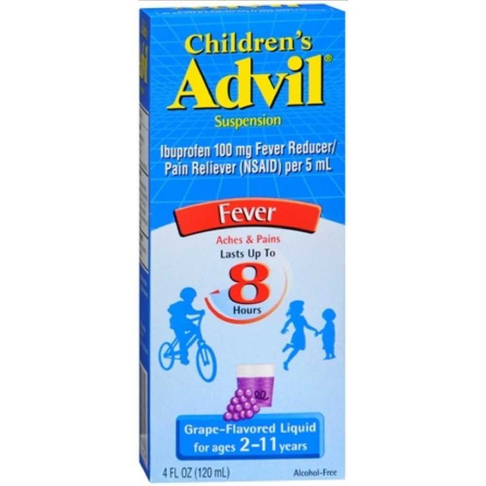 어린이 â € šâ â € ž¢s Advil 액체 통증 완화 약과 Fever 흡진기, 나이 2-11, 포도에 대 한 100 Mg 어린이 Ibuprofen - 4 Fl Oz