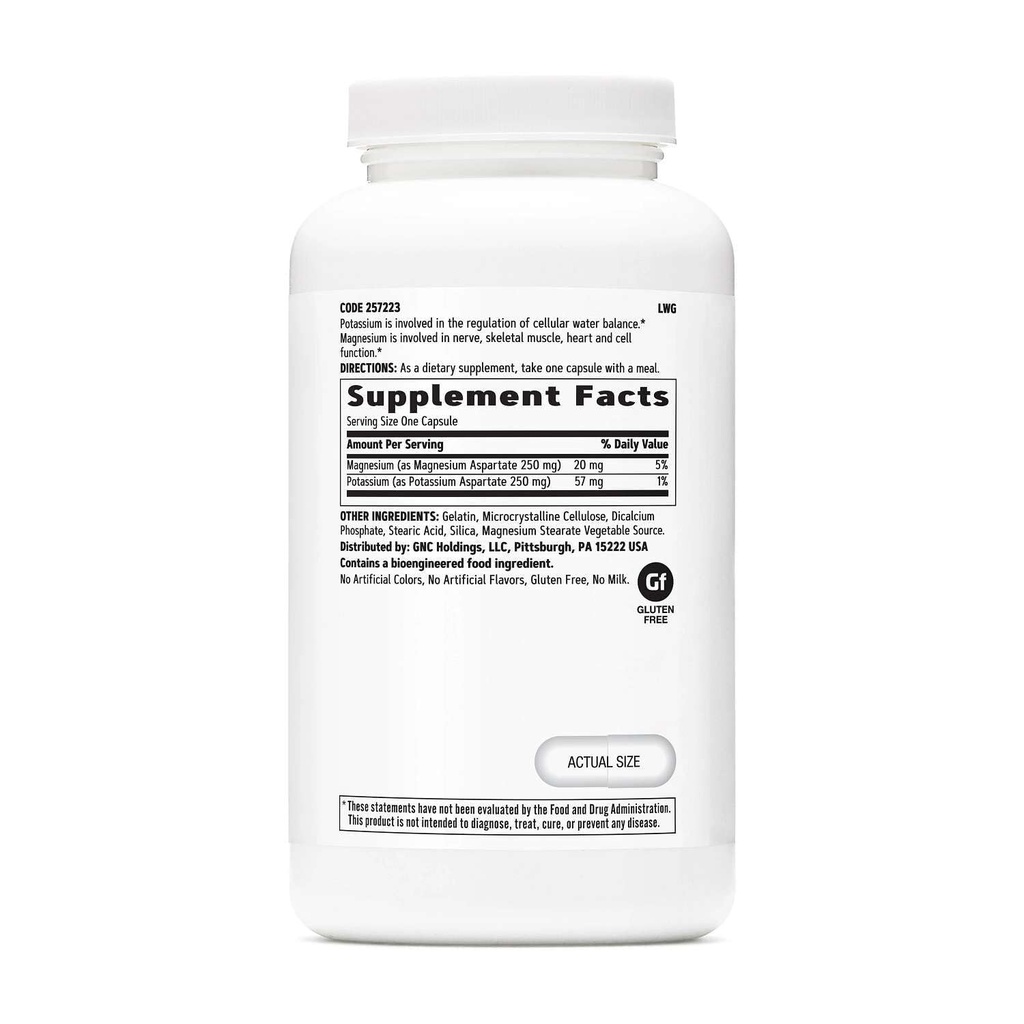GNC 칼륨과 마그네슘은 250mg 보충교재, 물 균형, 240의 서빙을 통제하는 것을 돕습니다