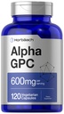 Horbäach Alpha GPC 600mg | 120 캡슐 | 채식주의, 비 GMO 및 글루텐 무료 콜린 보충 | 건강한 기억, 초점 및 Clarity 지원
