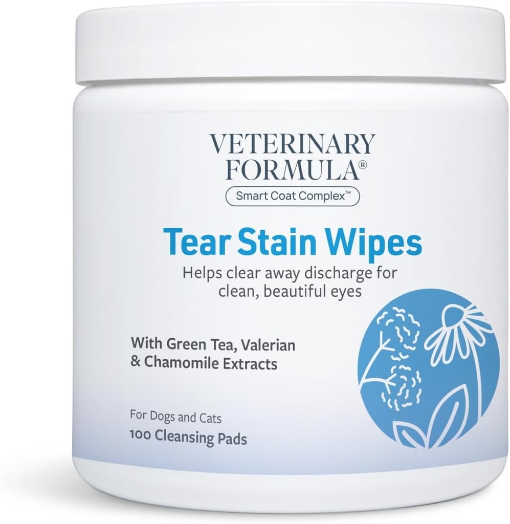 수의 공식 똑똑한 외투 복잡한 눈 + 개 & 고양이를 위한 얼굴 닦음, 100 ct – 점차 눈물 Stains, 청결한 얼굴 모피 & 눈 출력, 향수 자유로운, Pre-Moistened를 제거하십시오